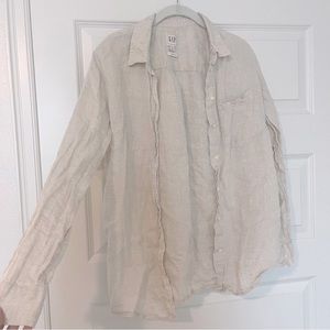 Beautiful 100% linen long sleeve neutral shirt